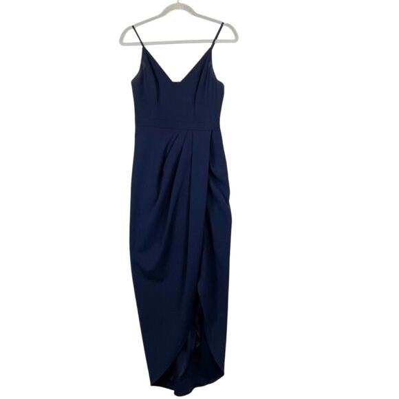 New Anthropologie BHLDN Lyra V-Neck Faux-Wrap Stretch Crepe Midi Dress $198 Sz 8 - Picture 5 of 7